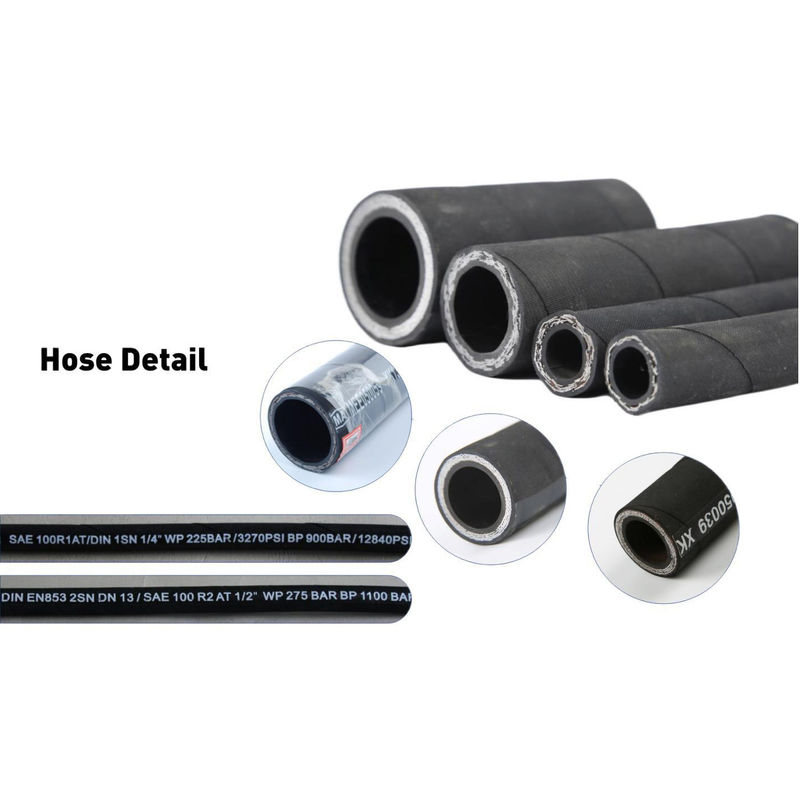 لوله های لاستیکی انعطاف پذیر با سیم لاستیکی تقویت شده با استاندارد SAE 100R2 و EN 853 2SN مطابقت دارد