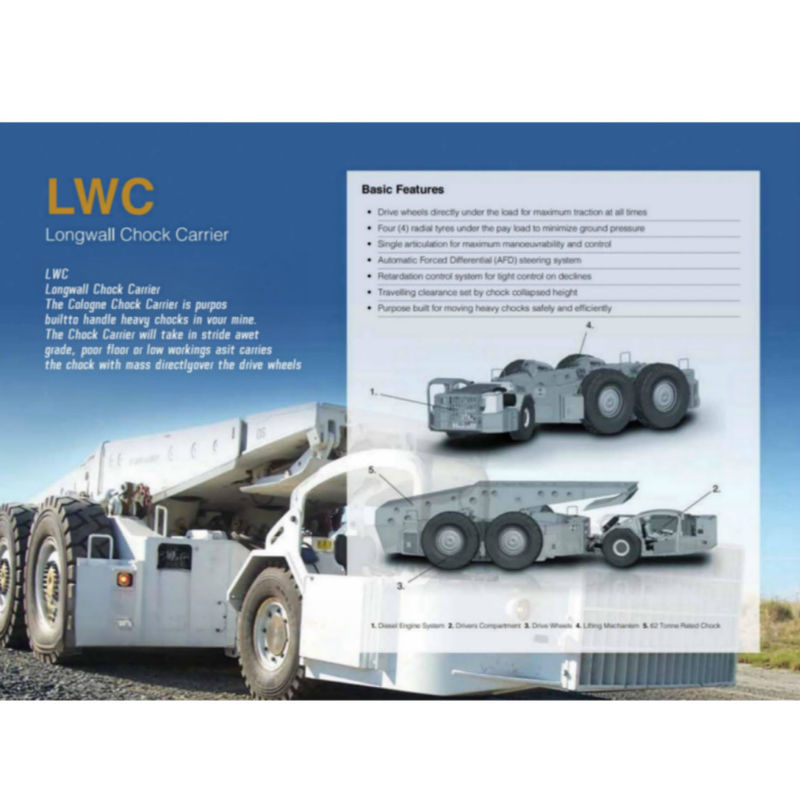 55/70T LWC Longwall Chock Carrier 10 Km/Hr 20 Km/Hr برای عملیات زیرزمینی معدن زغال سنگ